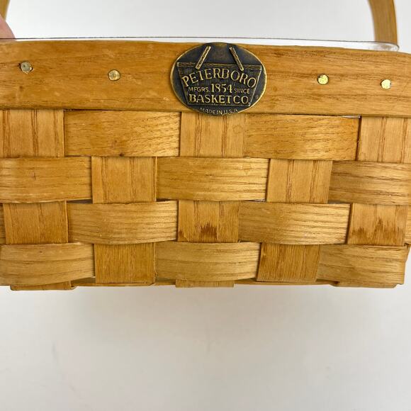 Peterboro Basket Co Napkin Basket with Stiff Swing Handle and Liner - Picture 2 of 8